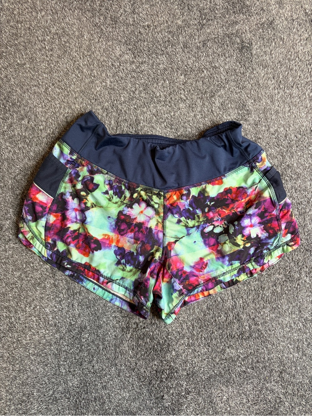 Athleta Floral Running Shorts - Navy Waistband